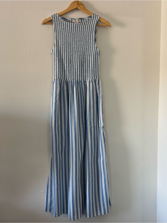 Caroline Constas Dresses & Skirts - Caroline Constas Blue White Smocked Maxi Dress Coastal Old Money Preppy Modest